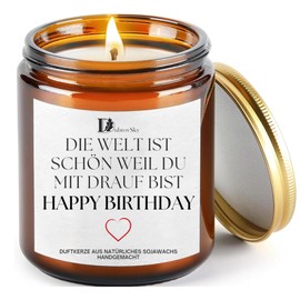 Happy Birthday Kerze,Geschenk für Freundin, Duftkerze Geschenke für Frauen, Geburtstagsgeschenk für Frauen, Geschenkideen für Schwester, Kollegen, Mama, Papa, Oma, Opa, Männer, Freunde