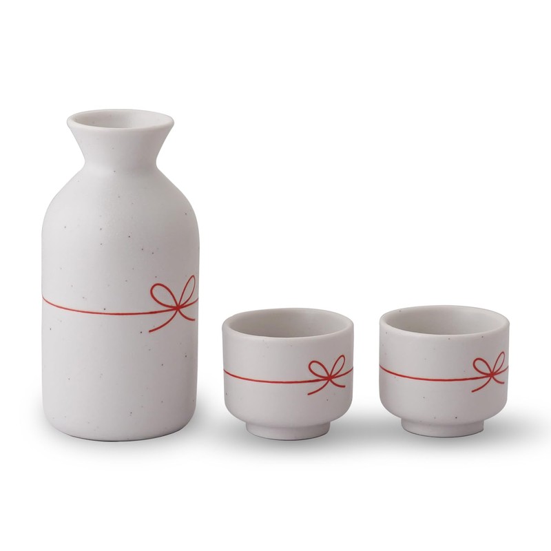 Fukubeya Mino Ware Celebration Sake Tokkuri Inokuchi Set - 1