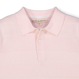 Hope & Henry Baby Boys' Short Sleeve Textured Stripe Sweater Polo, 18-24 Months, Pale Pink Textured Stripe