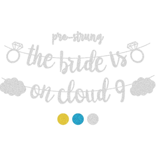 Pancarta de despedida de soltera, The Bride is On Cloud 9, pancarta azul dorado para despedida de soltera (azul)