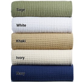 Tex Trend 100% Cotton Blanket – Soft and Breathable Twin XL Navy Blue Waffle Blanket – All Season Comfort – Suitable for Bed Layering, Sofa, Couch (60”x90”)