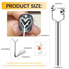 MOLILON 3-In-1 Cat Eye Nail Magnet Set, Silver Y-Shaped Double Head Magnets + 8Pcs Silver Guide Sticks for Heart Effects, Pro Tools for Cat Eye Gel Nail Polish Magnet for DIY Nails Art & Salon Use