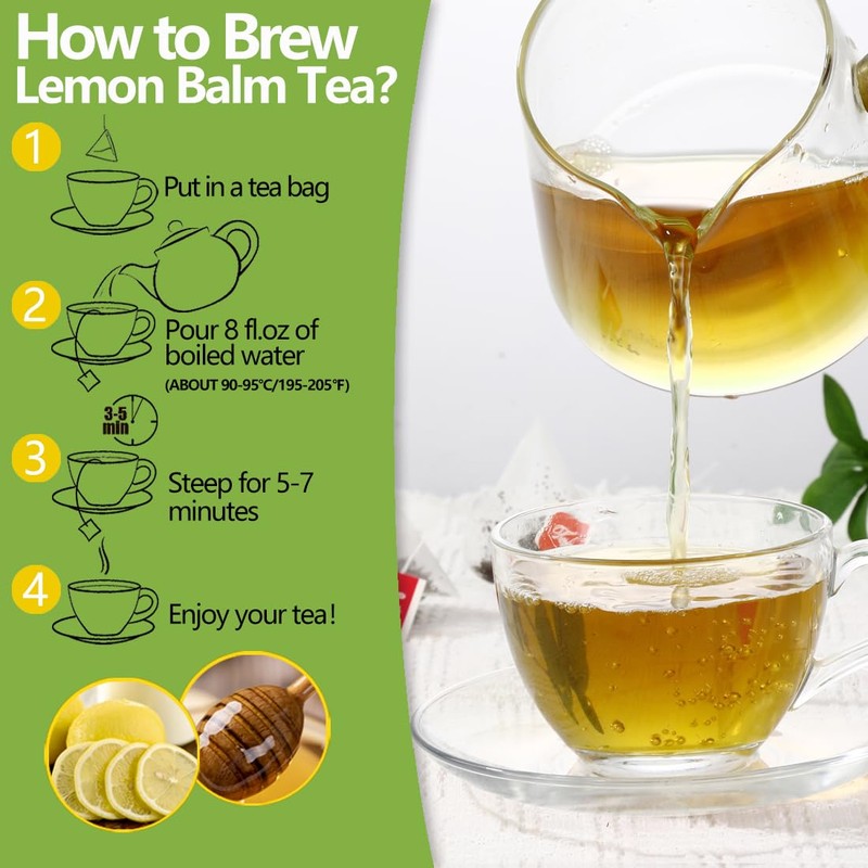 Premium Lemon Balm Leaf Tea, 50 Bags. Made with 100%