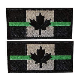 X.Sem Green Line Canada Flag Patch - 2 Pack Tactical Patches Embroidery Military Emblem