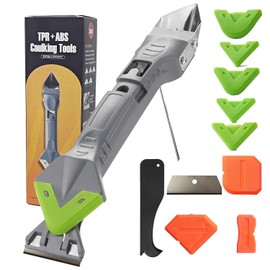 caulk remover tool,Silicone Caulking Tool Kit,Caulking Tool 5 in 1 with Grout Scraper,Adhesive Residue Scraper Seam Repair Kit,Ideal for Kitchen, Bathroom, and Window Sealing Finishing
