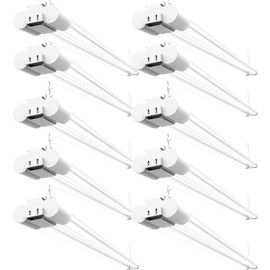Sunco 10 Pack LED Shop Lights for Workshop 4FT, Linkable Garage Lighting, 4500 LM, 40W (150W Equivalent), 5000K Daylight, Surface + Suspension Mount, 48 Inch Integrated Fixture, White