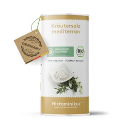 Histaminikus Herbal Salt Mediterranean, Organic Spice Mix (180 g), Yeast-free Natural Product without Flavour Enhancer, Low Histamine, Fodmap-Aware, Gluten-Free, Vegan and Suitable for Irritable Bowel