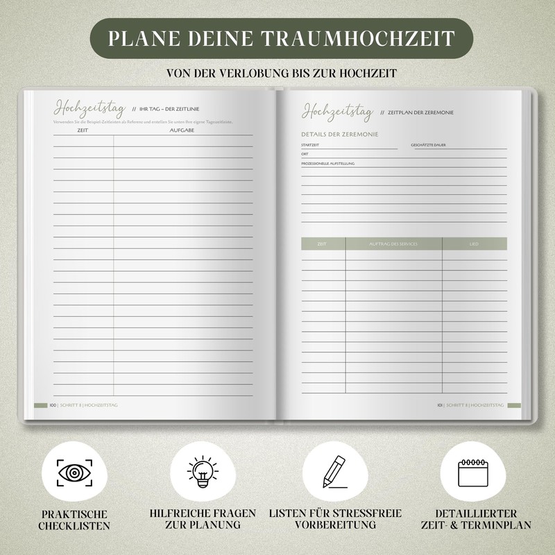 BIROYAL Wedding Planner German for the Big Day, 160 Pages