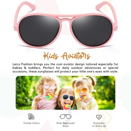 LEICO FASHION Toddler Baby Infant Polarized Aviator Sunglasses for Boys Girls Kids Age 0-4 - Shatterproof Rubberized Frame