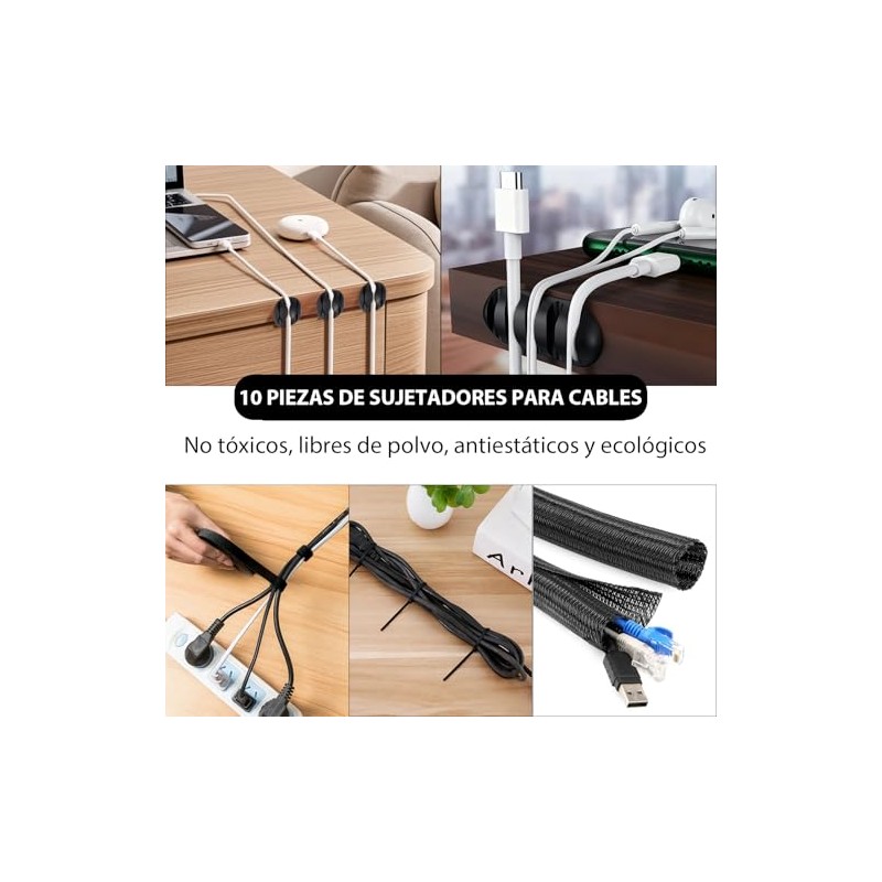 Juego de Organizador de Cables Cubre Cables Manguito de Gestión