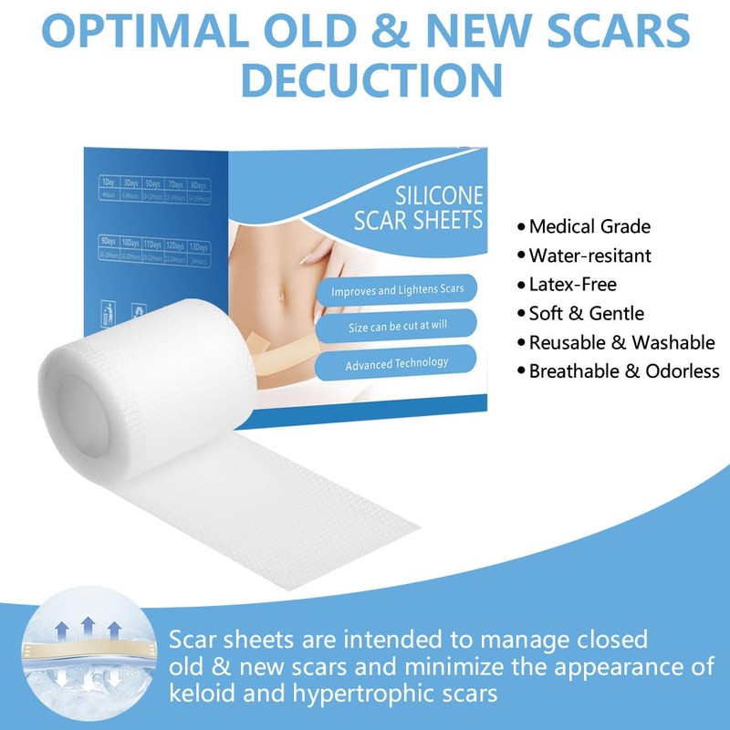 Silikonpflaster für Narben 4cm x 300cm Silikon-Narbenband wiederverwendbar Narbenblätter für