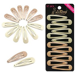 Dofash Snap Hair Clips, Metal Handles, 5 cm/2 Inch, Basic Hair Accessories, 12 Pieces for Women (Blonde 6 Pieces + Light Brown, 6 Pieces)