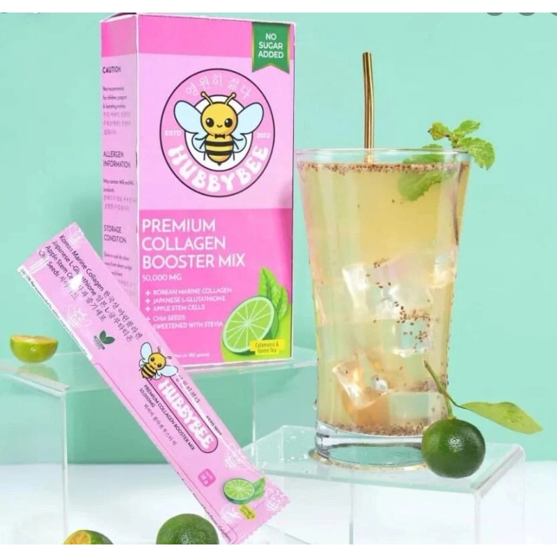 HUBBYBEE Premium COLLAGEN POWDER DRINK CALAMANSI & GREEN TEA (10