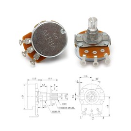 Metallor Alpha Pots Log A250k Volume Audio Potentiometer Electronics for Electric Guitar or Bass Guitar. (Larger A250k)