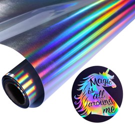 AJINGHTV Holographic Plotter Film Textile 30.5 cm x 183 cm Vinyl Film Flex Film Textiles Transfer Film Rainbow Plotter Textile Iron On Film for DIY T-Shirt, Bags, Clothing