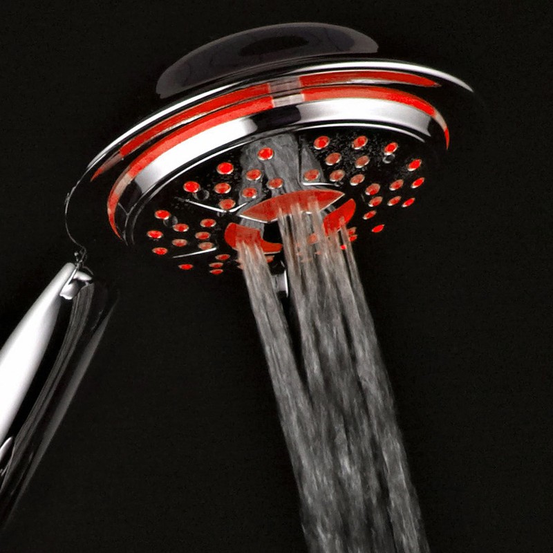 PowerSpa 4-Inch LED Handheld Shower Head with Air Jet LED