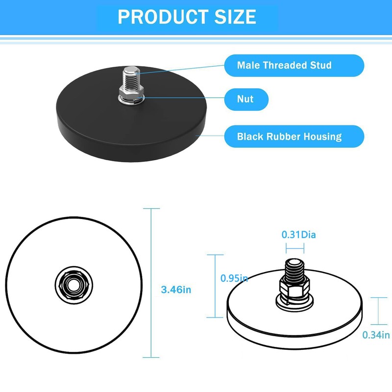 Liftsun Anti-Scratch Mounting Magnets,130lbs Rubber Coated Super Strong Rare Earth