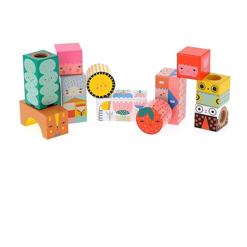 Vilac - Suzy Ultman Sound Cubes, 8910, Savanna, 11 Count