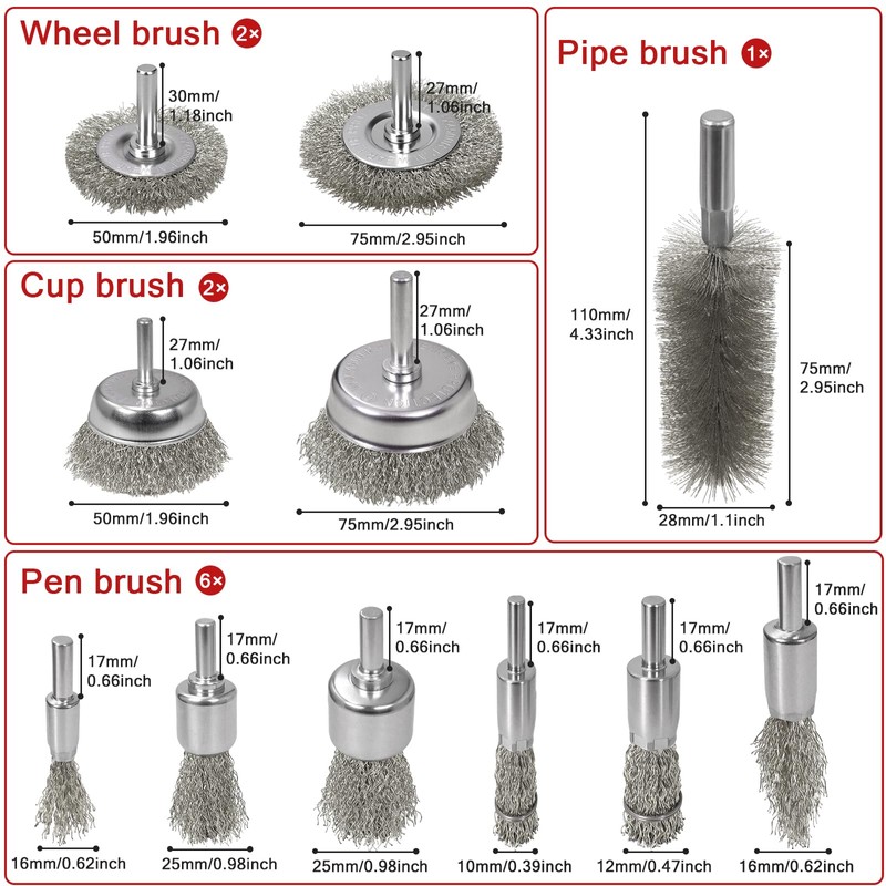 Wire Brush for Drill, 3 Inch Carbon Steel Wire Wheel,11
