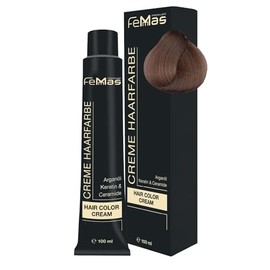 FemMas Haarfarbe Gold Sand 8.31 I Professionelle Creme Haarfarbe mit Arganöl, Keratin & Ceramiden I Als dauerhafte Haarfärbung oder Tönung für strahlende, haltbare Farbergebnisse I 100 ml