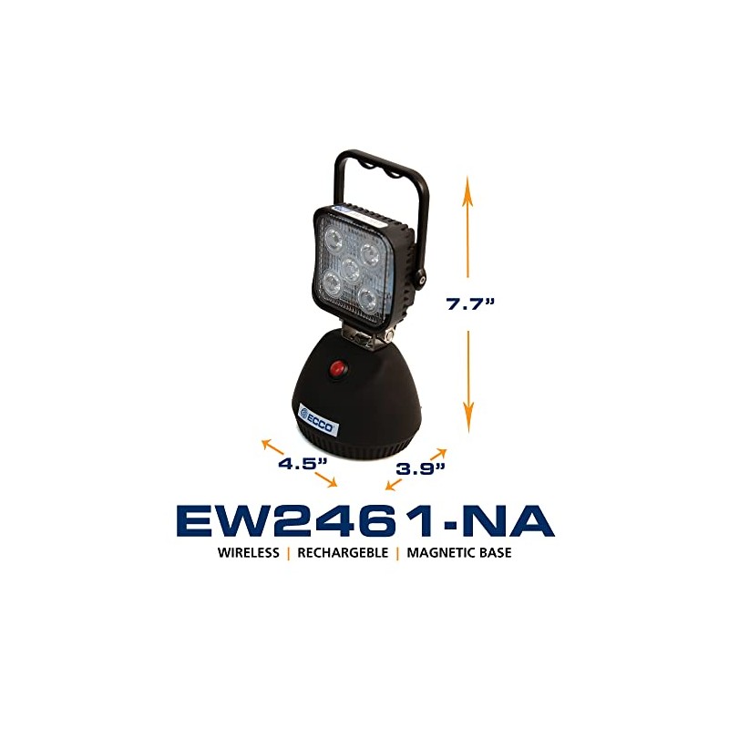 Ecco EW2461 Work Light Battery Powered, Square, Magnet Mount, Black