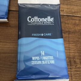 Cottonelle Flushable Wipes Fresh Care On-The-Go Travel Packs, (5) 14 ct Wipes