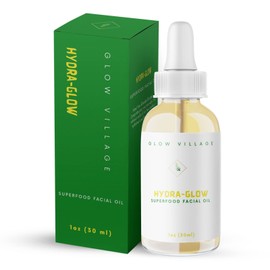 Glow Village Hydra-Glow Superfood Facial Oil rich in Nutrients | Organic, Lightweight, Fast-absorbing | Blend of Vitamin E, Baobab, Avocado and Jojoba Oils | Ideal for Daily and Nightly use | 1 oz