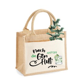 AMBERGER DESIGN by A&M Osterhage amd Jute-Tasche GIn-Geschenk - Nach mir die Gin-Flut personalisiert Geschenk-Tasche Jute-Tasche Nachhaltig Ginfreunde | Größe S