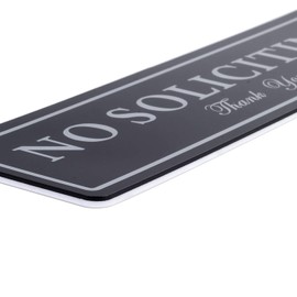 Kichwit No Soliciting Sign with Magnets on The Back, 8.7 x 2.3 Inches, Keeps Unwanted Visitors Away, Double Sided Adhesive Included (Black)