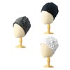 Women Turban Flower Cap Balck White and Gray Pure Color