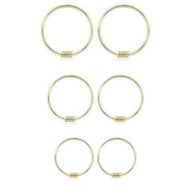 Mannli Set of 3 Pairs Hoop Earrings in 925 Sterling Silver Endless Tiny Hinged Mini Earrings Set for Women Men 8/10/12mm, Gold