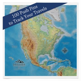 Holy Cow Canvas Classic North America Map on Canvas, Travel Map with Pins to Mark Travels, North America Pin Board, Maps for Wall Push Pin, Gift for Travelers (30" x 30", Rolled)