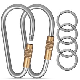 TIMULTI Titanium Keychain, Small, Carabiner, Locking Function, Anti-Lost, Men's, Lightweight, Key Clip, Keyring Included (Gray x 2 Pack)