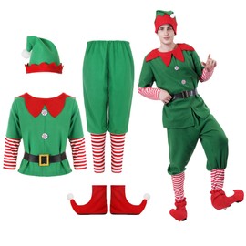 Carnavalife Elf Costume for Women Men Christmas Elf Girls Boys Leprechaun Christmas Costume Christmas Costume Adult and Kids Helper Costume Papanoel (S, Elf Costume, Men)