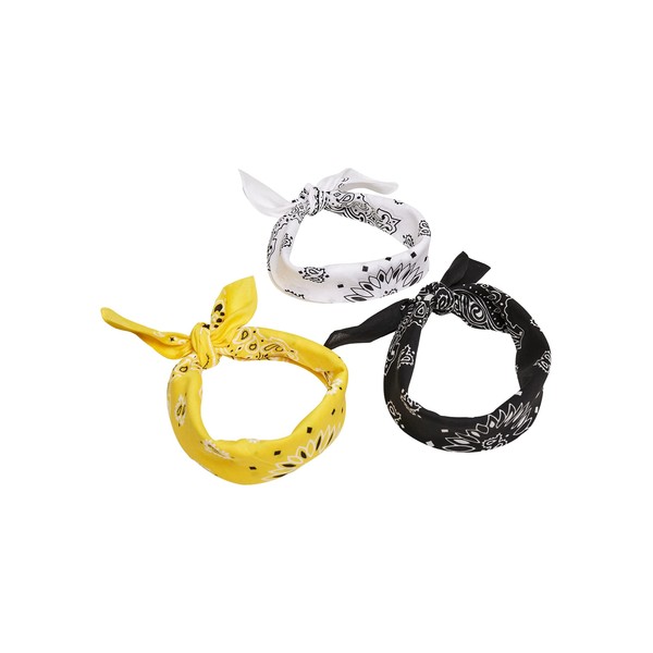 Urban Classics Multicolour Bandana, Pack of 3, Black & Yellow