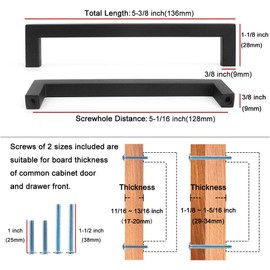 KOOFIZO 30-Pack Solid Square Bar Cabinet Handle - Black Furniture Pull, 5 Inch/128mm Screwhole Distance for Kitchen Cupboard Door, Bedroom Dresser Drawer, Bathroom Wardrobe Hardware