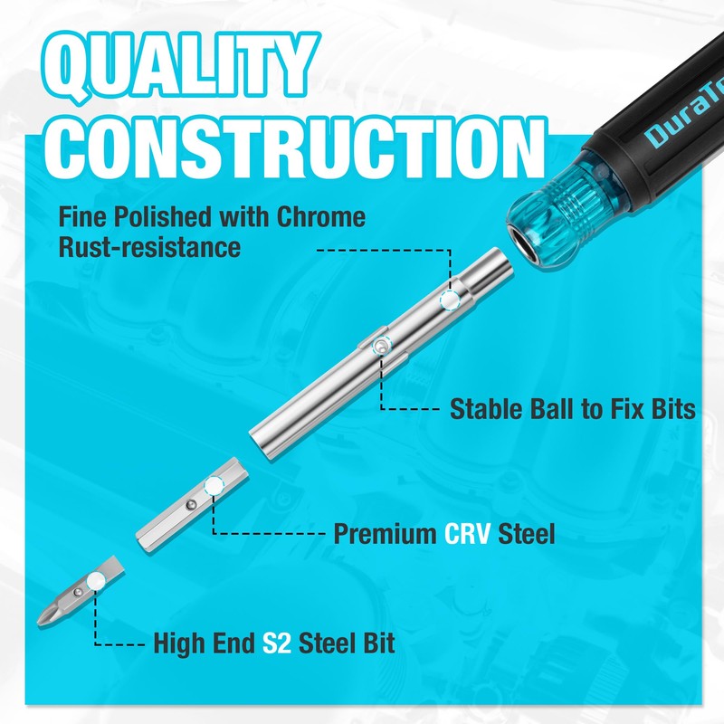 DURATECH Screwdriver, Multi Bit 11-in-1 Screw Driver & Nut Driver