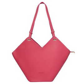 Woodland Leathers Women's Geometric Tote Bag - Faux Leather Black Handbag With Adjustable Straps, Stylish Large Handbags And Tote Bag With Zip, Ladies chic designer shoulder bag (Rose)