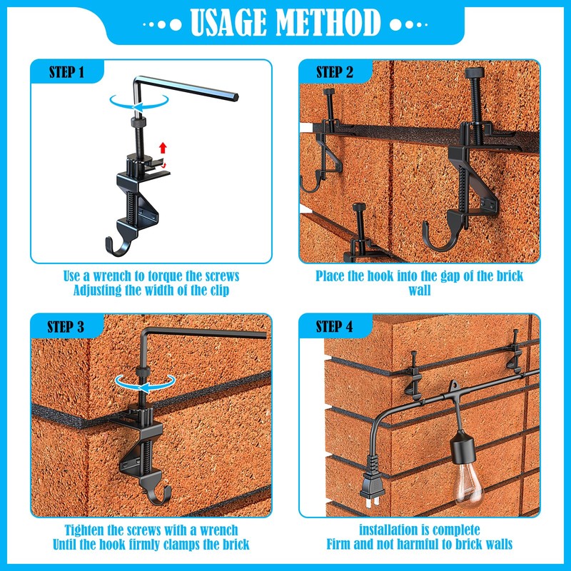 Lewufe Stainless Steel Brick Wall Clips, Brick Hooks Clamp Outdoor