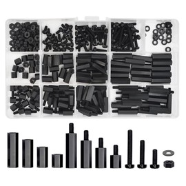 260Pcs Nuts and Bolts Assorted Set Standoff Screw Nut Assorted Assortment Kit in Plastic Box Black M3 Threaded Spacer for PCB Board DIY Use