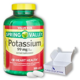 Spring Valley Potassium 99mg- 500 Caplets (Pack of 1), Boxed by Fusion Shop Store