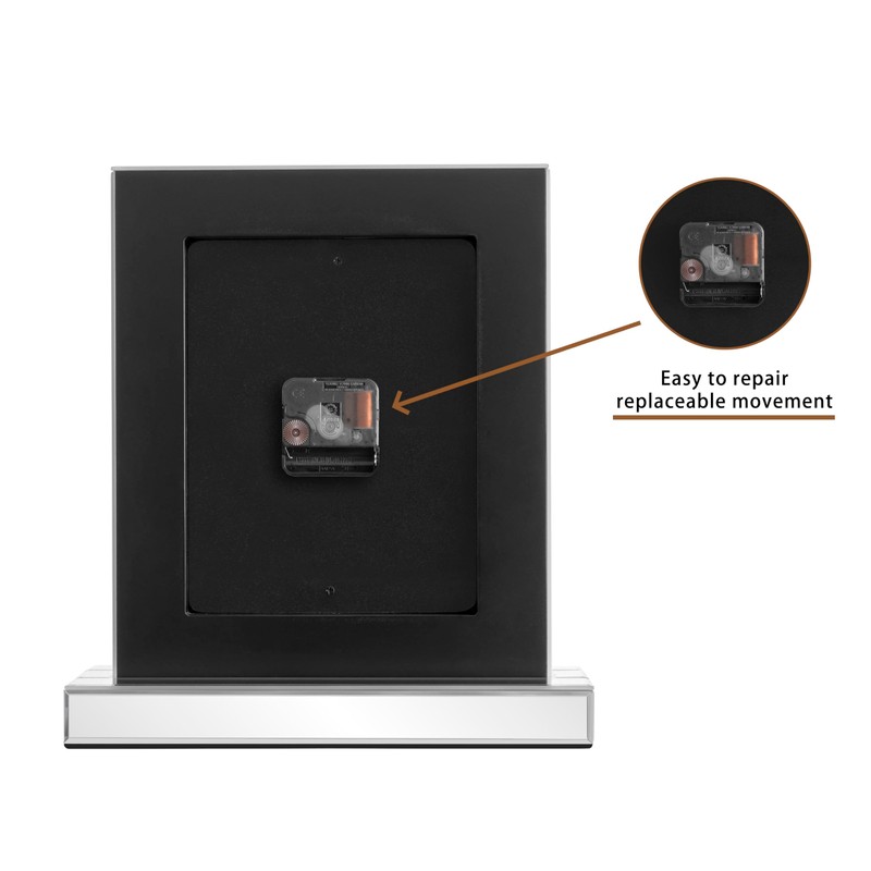 SHYFOY Luxury Crystal-Embedded Mirrored Table Clock, Elegant Decorative Clock with