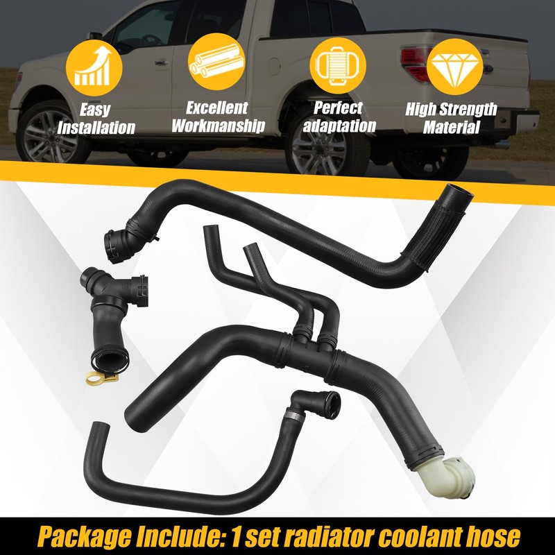Radiator Coolant Hoses w/T-Connector Compatible with Ford F-150 2011-2014