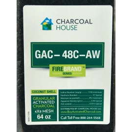 Charcoal House LLC GRANULAR Activated Charcoal (Coconut) 4x8 mesh AW-64 ozs-1gal jar 2 DAY SHIPPING