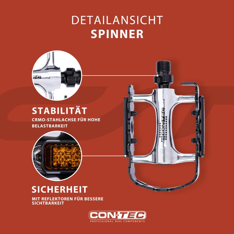 Contec Bicycle Pedals CP-043 Aluminium CrMo Axle, MTB/ATB with Reflector,