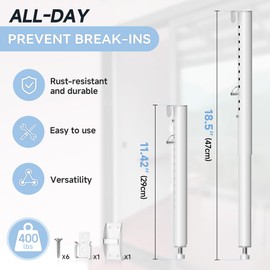 LStoneOS Sliding Glass Pet Door Security Bar,Adjustable Sliding Door Safety Bar for Sliding Glass Dog or Cat Doors,Slide Doggy Lock Bar Size Extends 11” to 18”