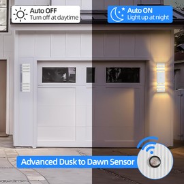 DARIISI Dusk to Dawn Outdoor Wall Lights Modern Exterior Lighting Fixtures, 2 Pack White Outdoor Lights for House, Up and Down Porch Lights Outdoor Waterproof Sconces Wall Lighting for Garage Patio