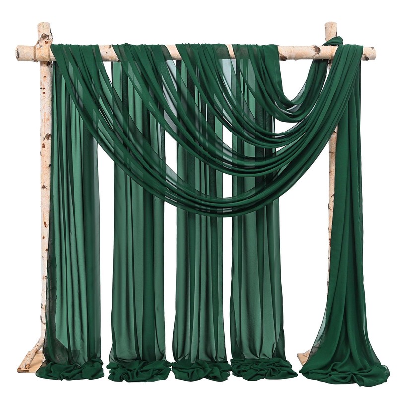 Wedding Arch Draping Fabric,4 Panels 28" x20ft Emerald Green Wedding