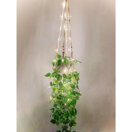 Hanging  with Lights Artificial for Home Hanger with Vines Faux Hanging Planter for Wall Ceiling Bedroom Bathroom Kitchen Office Boho Decor Indoor - Color: Fake Plants + LED Lights