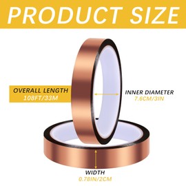 DASSNANE 2 PCS 20mm x33m (108ft) Sublimation Tape Up to 250℃(480 F) for Thermal Transfer Heat Resistant High Temperature Adhesive Transfer Heat Sensitive No Residue Soldering Circuit Boards